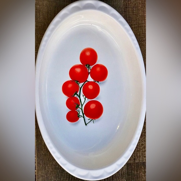 Oval Lug Handled Embossed Edge Footed Tomato Vine Illustrated FAPOR Casserole - Picture 3 of 10